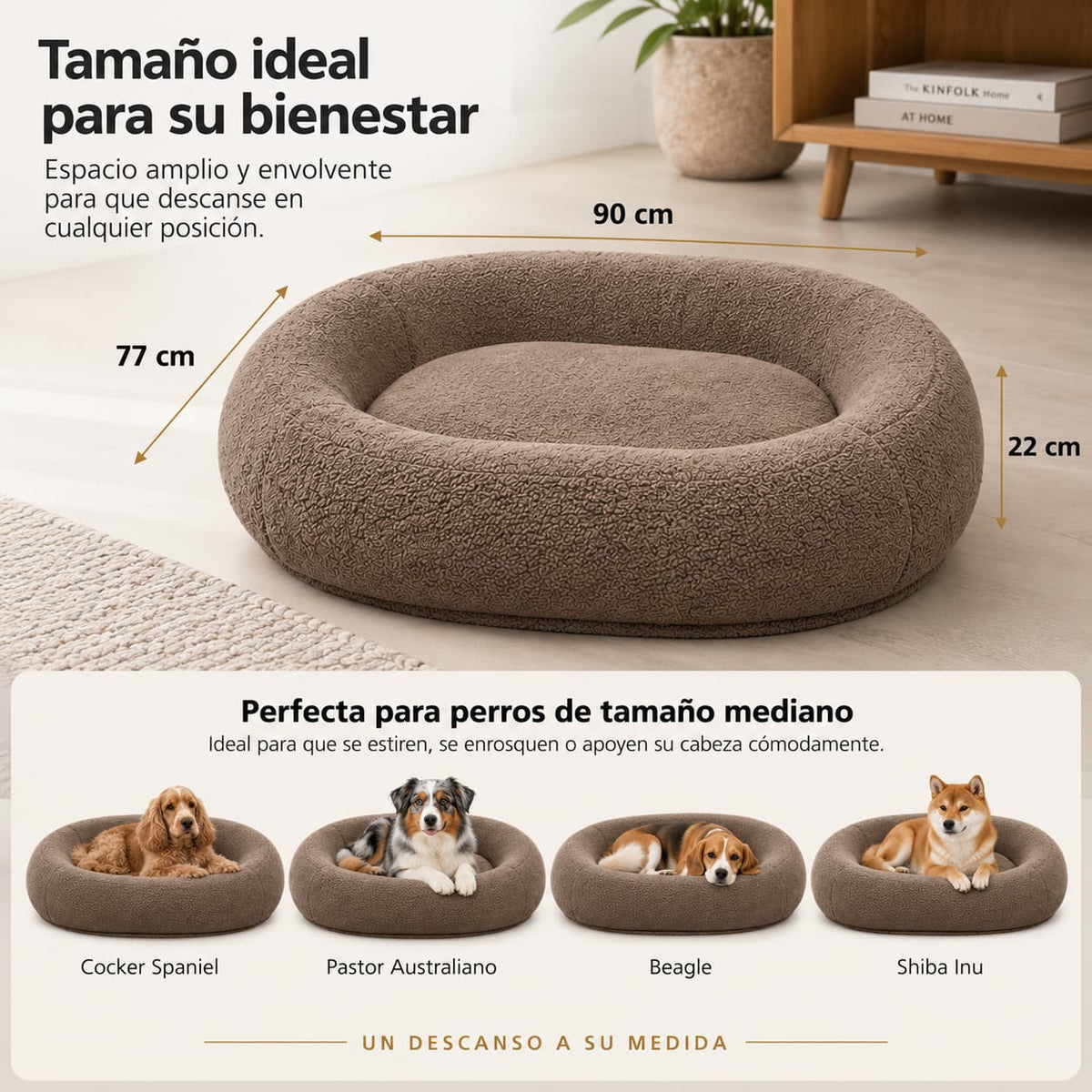 Medidas y tamaño de la cama viscoelástica Livopets para perros