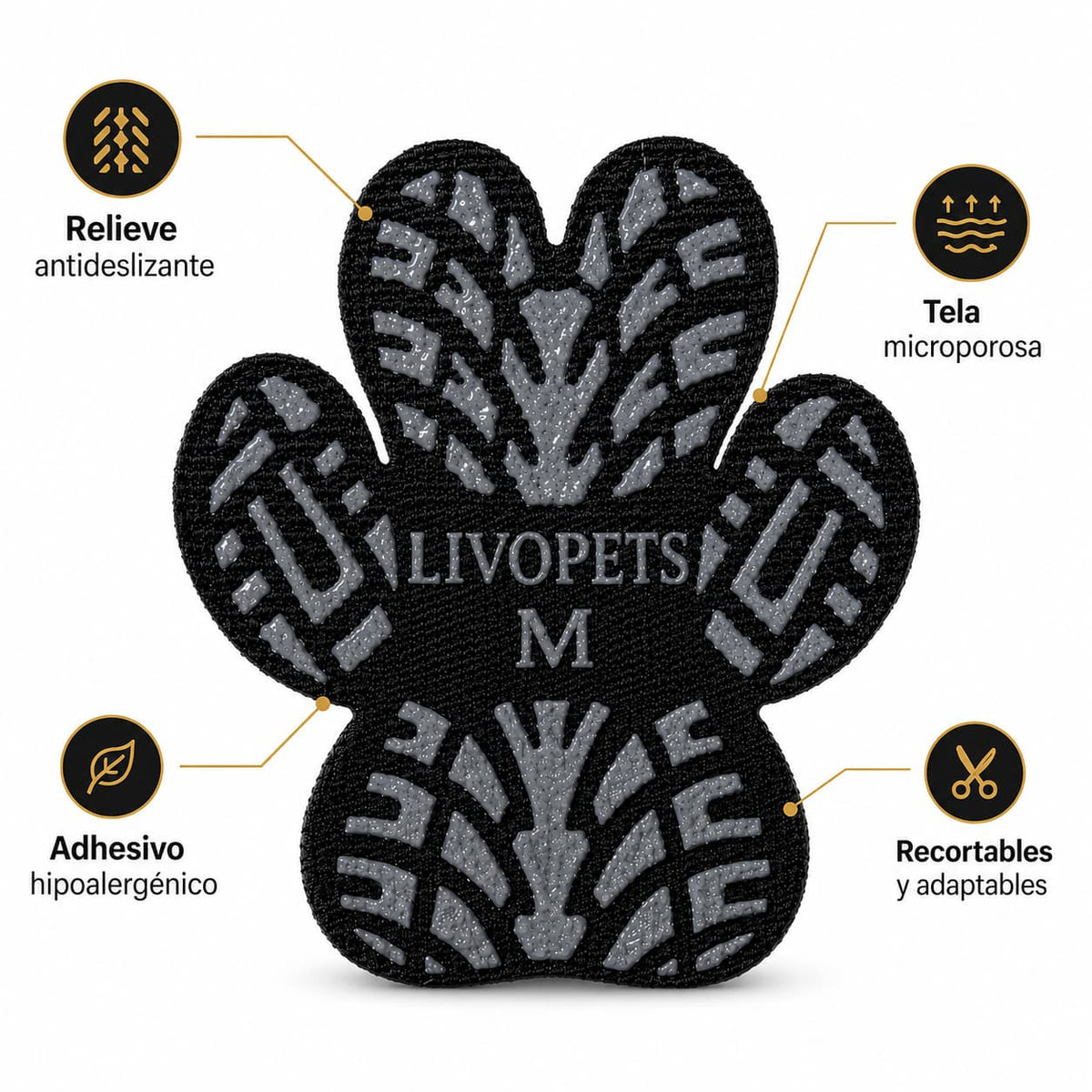 Huellita antideslizante Livopets para perros con relieve de silicona y tejido flexible