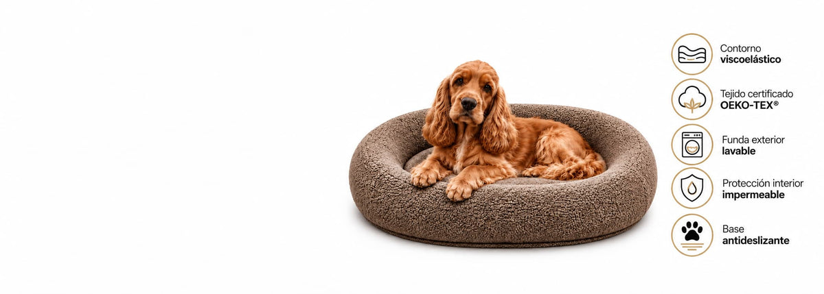 Cama viscoelástica para perros Livopets con tejido suave y base antideslizante