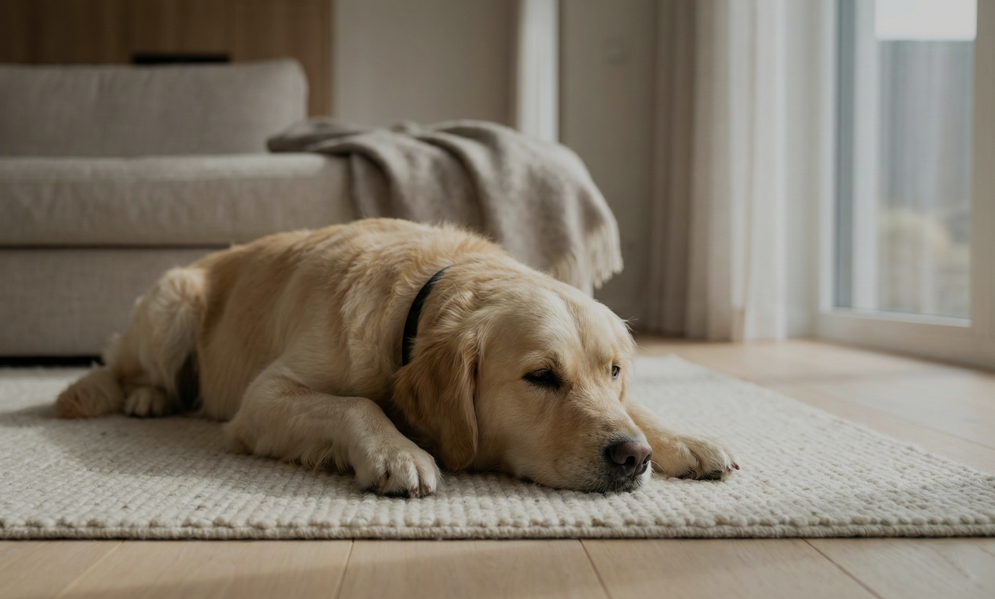 Foto perro triste antes de utilizar probióticos Livopets